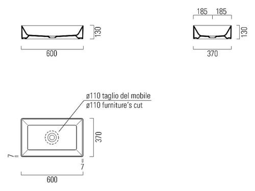 Раковина из сантехнического фаянса GSI Kube X 945311_УЦ/8 60х40 накладная цвет белый - фото 3