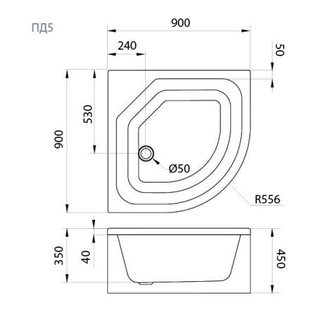 Душевой поддон акриловый Тритон Щ0000014179 90х90 белый с каркасом