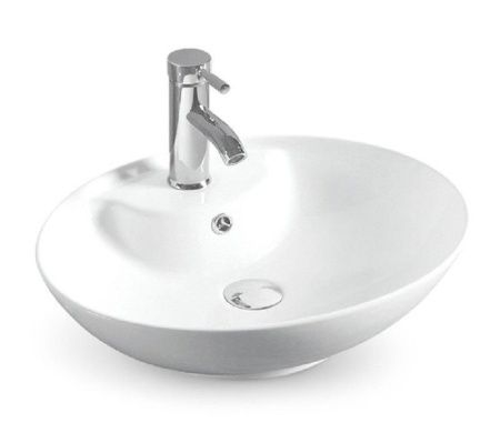 Раковина из сантехнического фаянса CeramaLux 78197 50х40 накладная цвет белый 1 отверстие под смеситель