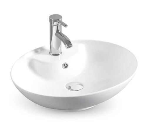 Раковина из сантехнического фаянса CeramaLux 78197 50х40 накладная цвет белый 1 отверстие под смеситель - фото 3