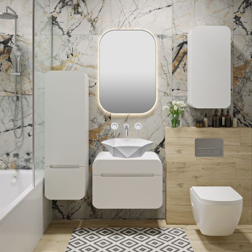 Тумба под раковину Runo Ницца 00-00002122 60х50 подвесная цвет белый - фото 4