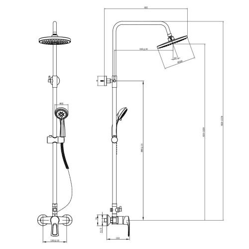 Душевая стойка Rossinka T T40-45 настенная цвет хром - фото 2