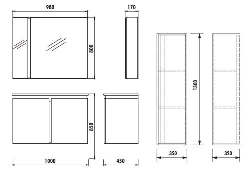 Тумба с раковиной Creavit Verti VE0100.42.VV 100х50 - фото 2