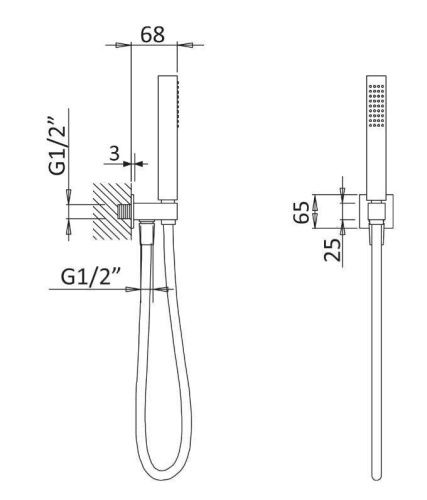 Душевой гарнитур Cezares PORTA PORTA-DEFM-01 настенный хром - фото 2