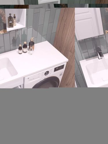 Раковина из искусственного камня Orange Sistema ST-110RAL 110х48 над стиральной машиной цвет белый - фото 5