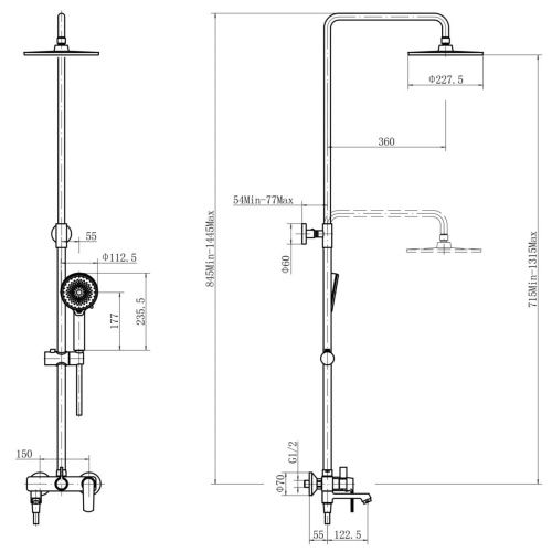Душевая стойка Fashun A2489 настенная цвет хром - фото 3