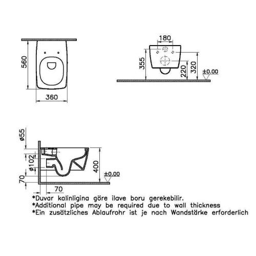 Чаша унитаза подвесная Vitra Metropole 7672B083-0101 цвет черный без сиденья безободковая каскадный смыв - фото 2