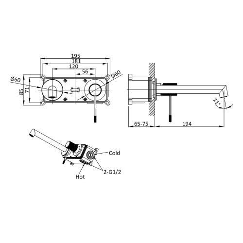 Смеситель для раковины Vincea Desire VBFW-1D1BG встраиваемый в стену золото - фото 4