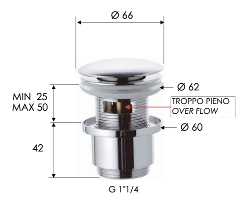 Донный клапан Remer 905CC2114XV нержавеющая сталь - фото 2