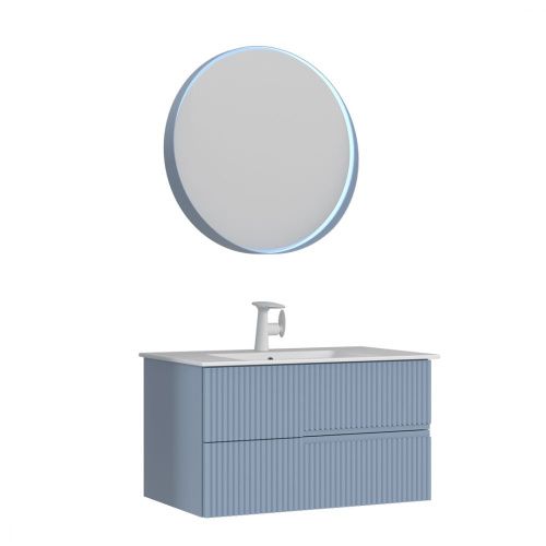 Тумба с раковиной Orka Moonlight 5001501 90х50 подвесная цвет голубой - фото 2