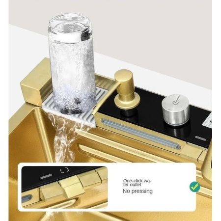 Кухонная мойка Savol S-SC001C 75х45 цвет золото поверхность матовая