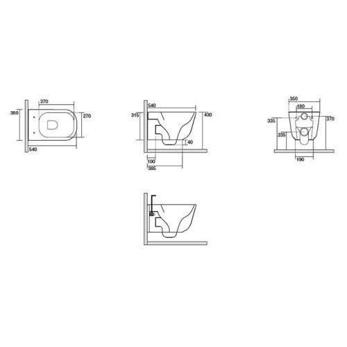 Чаша унитаза подвесная Kerasan Tribeca 511431 цвет черный без сиденья безободковая душевой смыв - фото 2