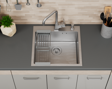 Кухонная мойка D&K DKS505004 50х50 цвет серый поверхность матовая
