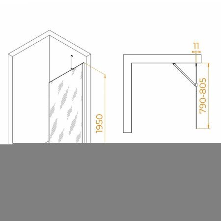Душевая перегородка RGW Walk In 351010208-24 80х195 стекло матовое профиль черный