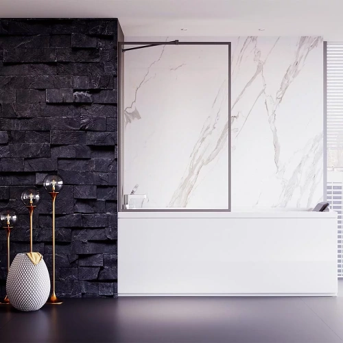 Душевая шторка на ванну Veconi Palau PL85GR-90-01-C7 90х150 стекло прозрачное профиль графит ориентация универсальная - фото 2