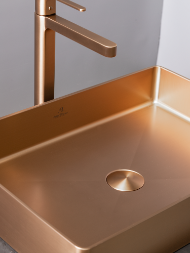 Раковина из нержавеющей стали AltroBagno Astro AltroBagnoAstro001019RaSp 50х40 накладная цвет медь - фото 5