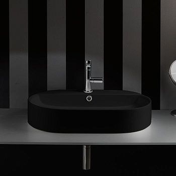 Раковина из сантехнического фарфора Kerasan Ciotola 028531*1 70х40 накладная цвет черный 1 отверстие под смеситель