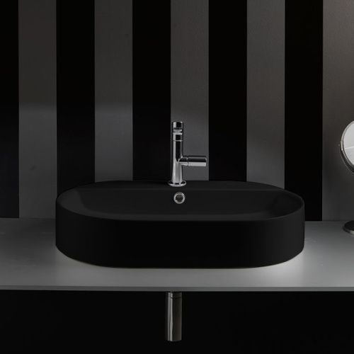 Раковина из сантехнического фарфора Kerasan Ciotola 028531*1 70х40 накладная цвет черный 1 отверстие под смеситель