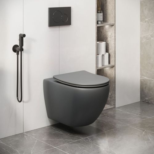 Унитаз подвесной Grossman Color GR-4411GMS серый с сиденьем безободковый каскадный смыв - фото 5