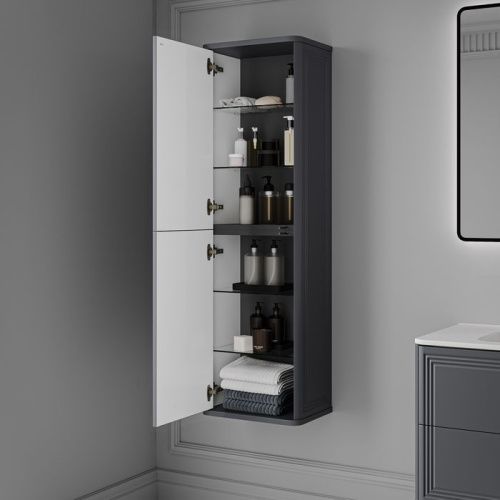 Шкаф-пенал Iddis Oxford Neo OXN40D0i97 40х140 подвесной цвет серый - фото 3