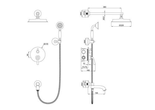 Душевая система Wonzon & Woghand Steam WW-88939008-CR встраиваемая в стену цвет хром - фото 2
