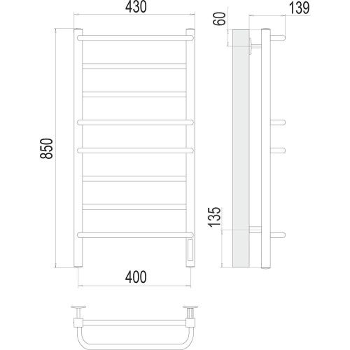 Полотенцесушитель электрический Terminus 4670078531247 45х85 хром - фото 3