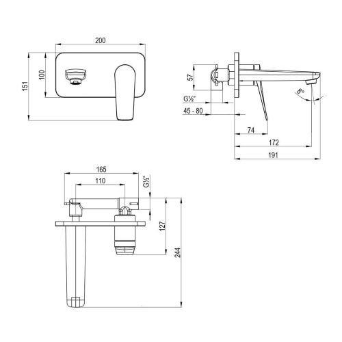 Смеситель для раковины LeMark Bronx LM3726GM настенный графит - фото 3