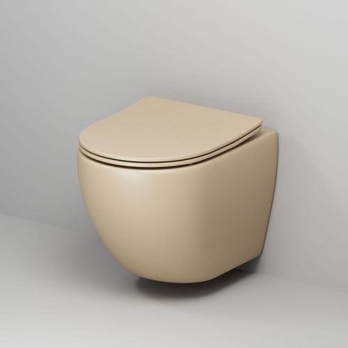 Унитаз подвесной Grossman Санфаянс GR-4455BEMS бежевый с сиденьем микролифт безободковый каскадный смыв - фото 2