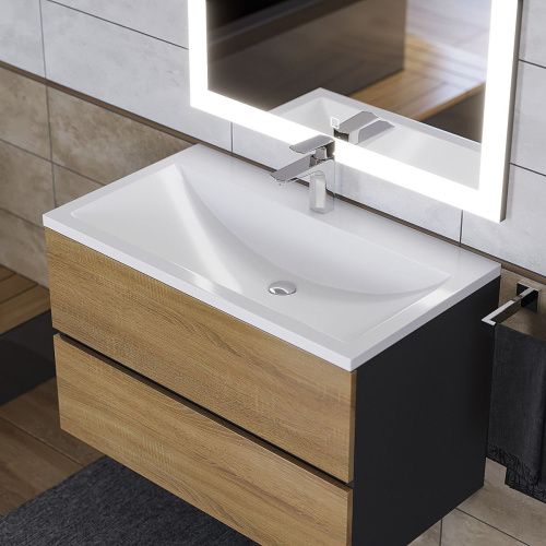 Раковина из искусственного камня Uperwood Self 4538341002 80х50 полувстраиваемая цвет белый - фото 5