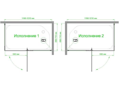 Душевой уголок Royal Bath HPVD RB7120HPVD-C-BL 120х70 стекло матовое профиль черный без поддона - фото 4