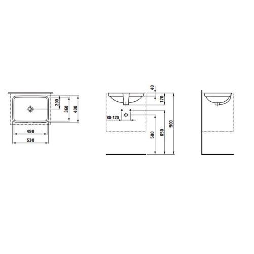 Раковина керамическая Laufen Pro 8.1196.0.000.109.1 50 см встраиваемая цвет белый без отверстий под смеситель - фото 2