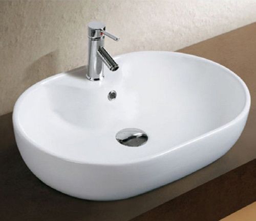 Раковина из сантехнического фаянса CeramaLux 9163 60х40 накладная цвет белый 1 отверстие под смеситель - фото 4