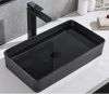 Раковина CeramaLux 9396MB 60х40 накладная цвет черный без отверстий под смеситель