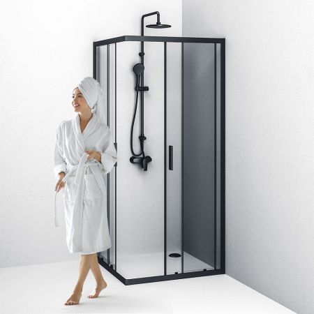 Душевой уголок Am.Pm Gem S W93G-403-090BT 90х90 стекло прозрачное профиль черный без поддона