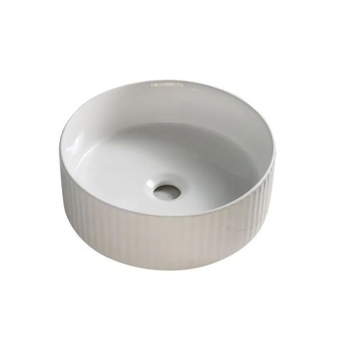 Раковина из сантехнического фарфора Sintesi SIN-LVB-APP-410 40х40 накладная цвет белый без отверстий под смеситель - фото 2