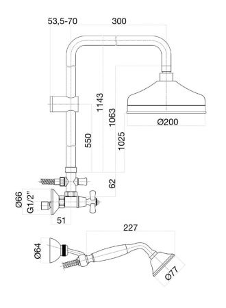 Душевая стойка Fiore 01ZZ0620 настенная цвет бронза
