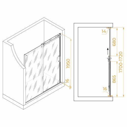 Душевая дверь RGW Tornado 02071417-11 170х195 стекло прозрачное профиль хром - фото 2