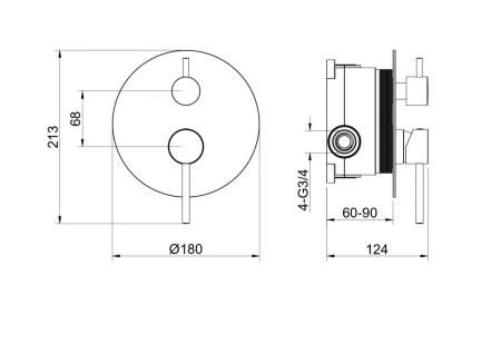 Смеситель для ванны Aquatek ЕВРОПА AQ1346MB встраиваемый в стену черный