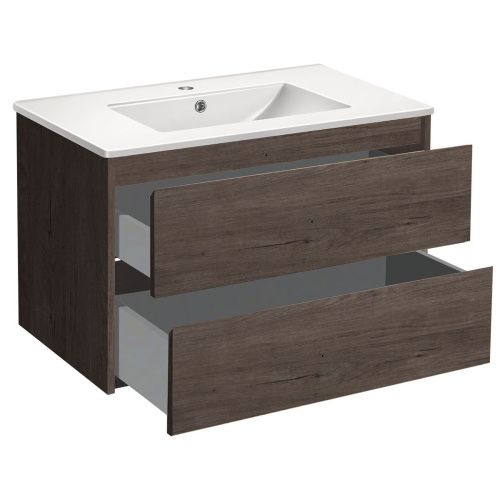 Тумба под раковину Vincea Gio VMC-2G800RO 80х50 подвесная цвет коричневый - фото 3