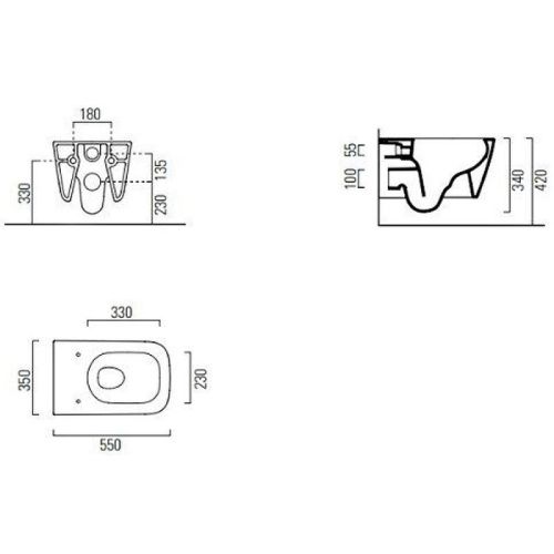 Чаша унитаза подвесная GSI Nubes 961526_УЦ/2 цвет черный без сиденья безободковая смыв торнадо (дефект внутри чаши) - фото 3