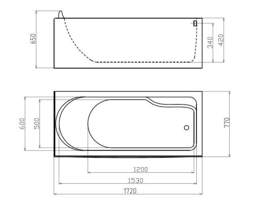 Ванна акриловая гидромассажная Gemy G9006-1.7 B R 170х75 пристенная прямоугольная с каркасом - фото 5