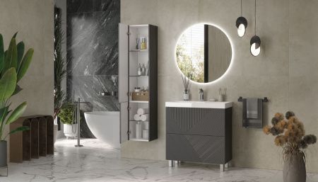 Тумба под раковину Velvex EDGE tn.EDG.9696.80.2Y графит 80х40 напольная цвет серый