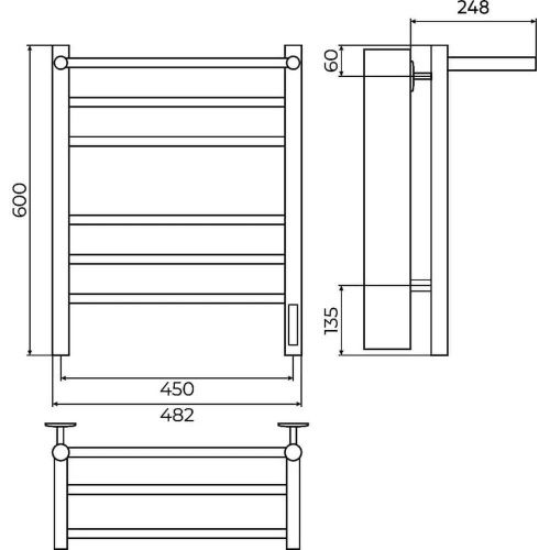 Полотенцесушитель электрический Terminus 4670078556929 50х60 черный - фото 3