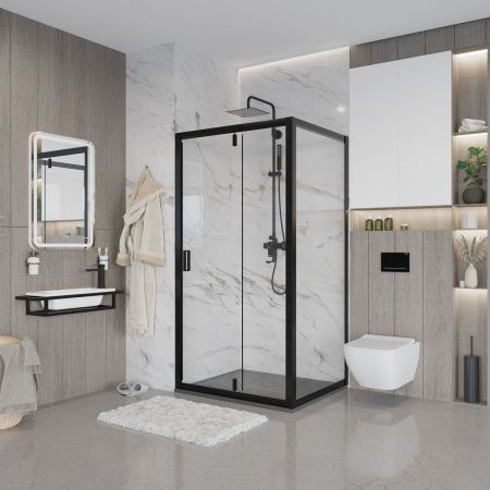 Боковая стенка Niagara Nova NG-A100B 100х195 стекло прозрачное профиль черный