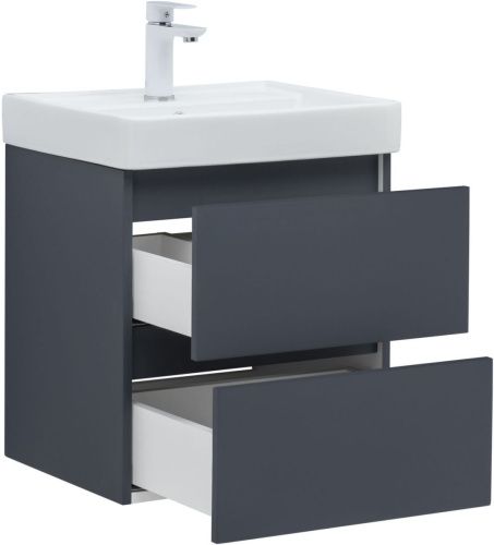 Тумба под раковину Aquanet Вега 2.0 00337946 50х40 подвесная цвет синий - фото 4