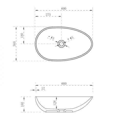 Раковина из полиэфирной смолы Abber KRISTALL AT2811Amber 60х40 накладная цвет желтый без отверстий под смеситель - фото 4
