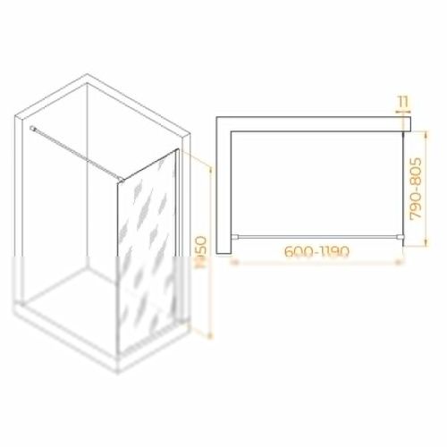 Душевая перегородка RGW Walk In 35100208-24 80х195 стекло матовое профиль черный - фото 3