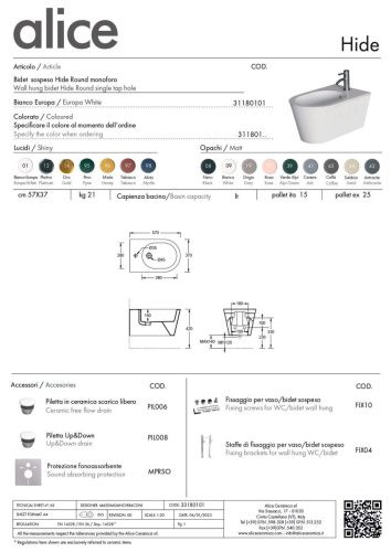 Биде подвесное Alice Hide 31180101 цвет белый - фото 5