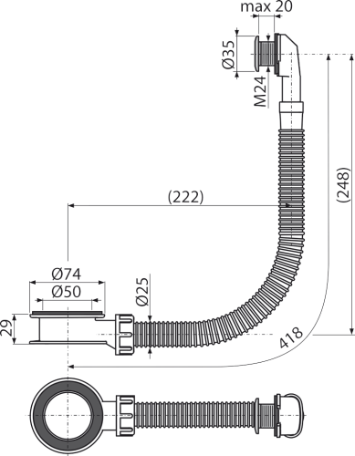 Слив-перелив Alcadrain A328CR хром - фото 2