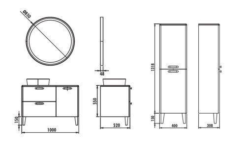 Тумба с раковиной Creavit Patara PT0100.42.MBY+LP140 100х50 - фото 2